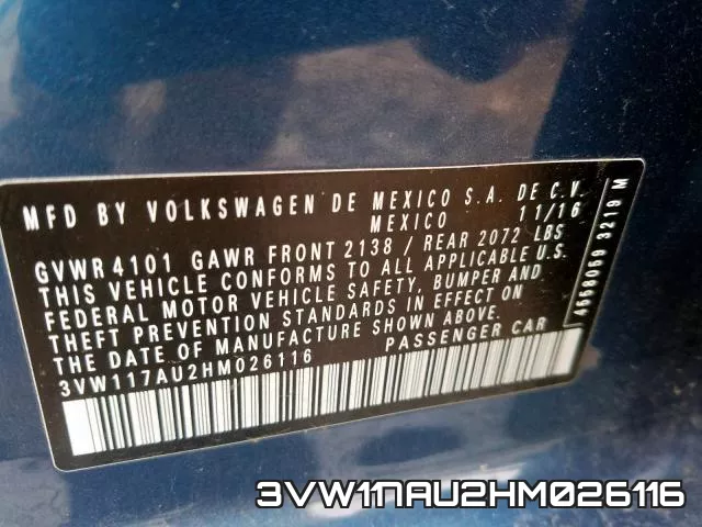 3VW117AU2HM026116