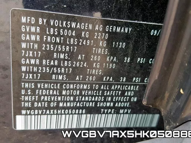 WVGBV7AX5HK050886