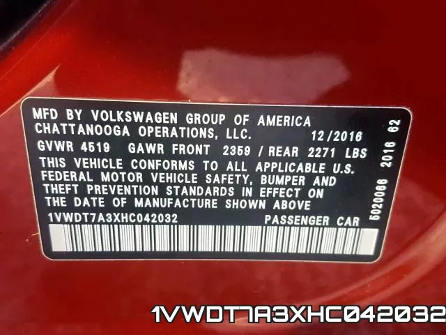 1VWDT7A3XHC042032