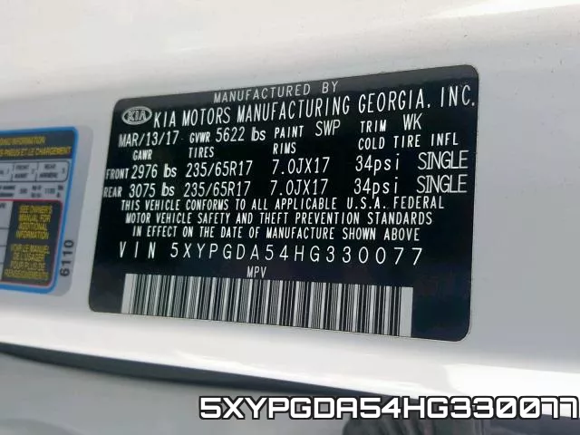 5XYPGDA54HG330077