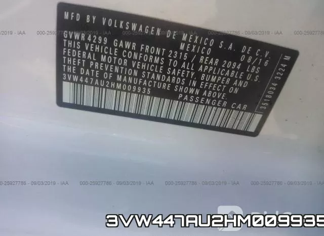 3VW447AU2HM009935