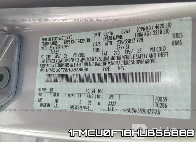 1FMCU0F78HUB56888