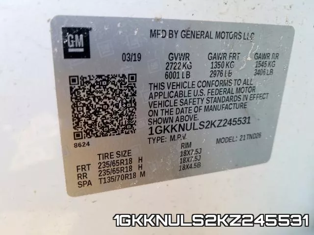 1GKKNULS2KZ245531