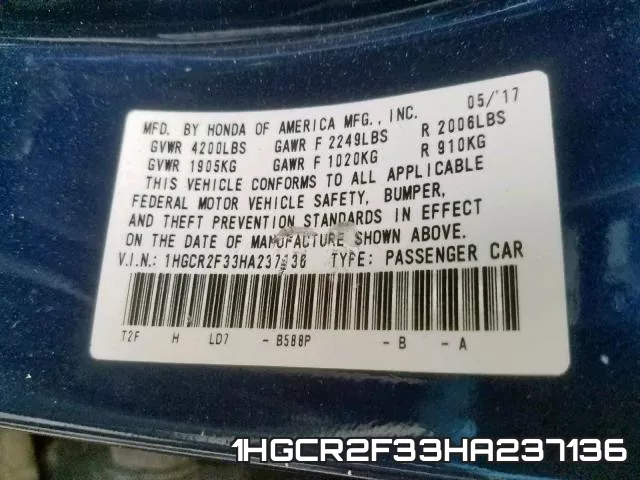 1HGCR2F33HA237136