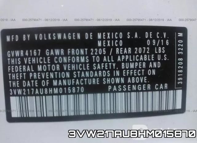 3VW217AU8HM015870
