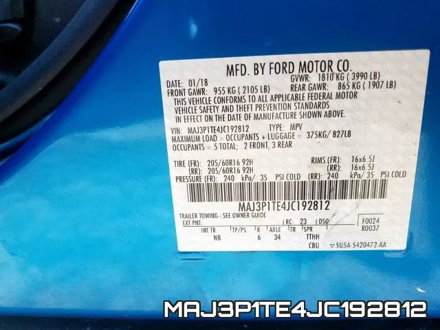 MAJ3P1TE4JC192812