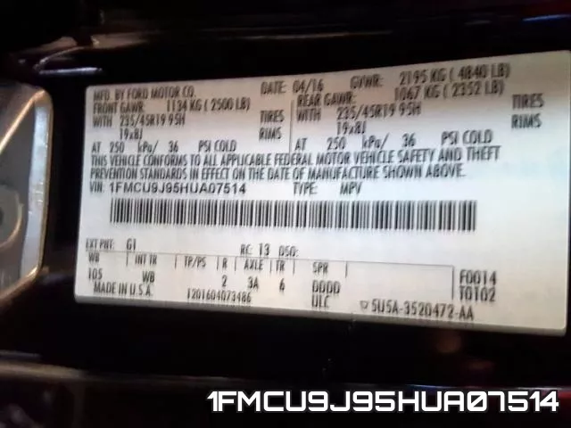 1FMCU9J95HUA07514