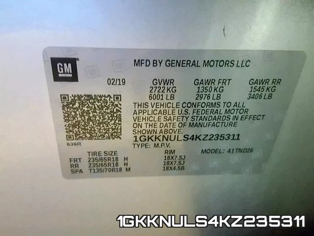 1GKKNULS4KZ235311