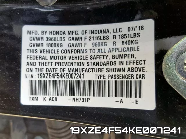 19XZE4F54KE007241