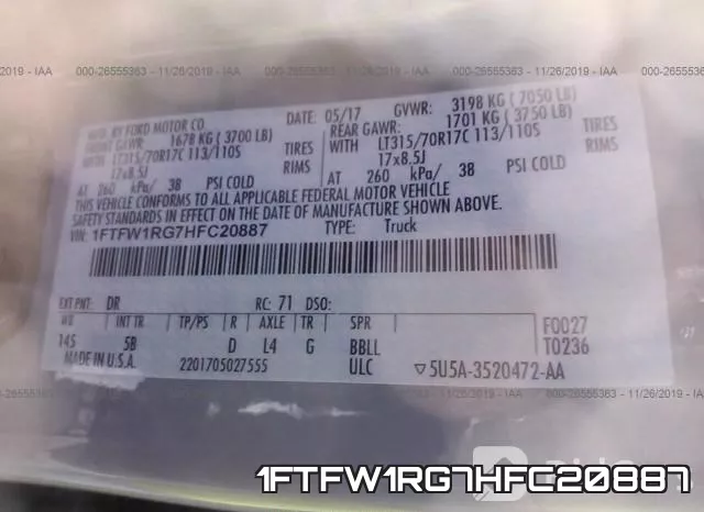 1FTFW1RG7HFC20887