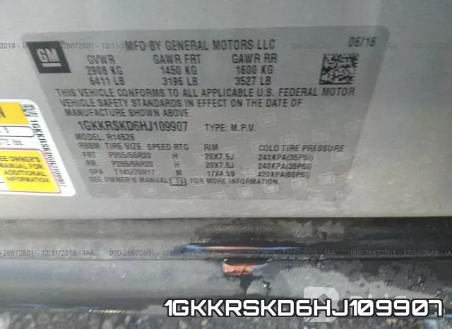 1GKKRSKD6HJ109907