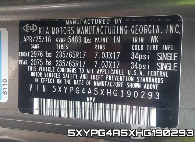 5XYPG4A5XHG190293
