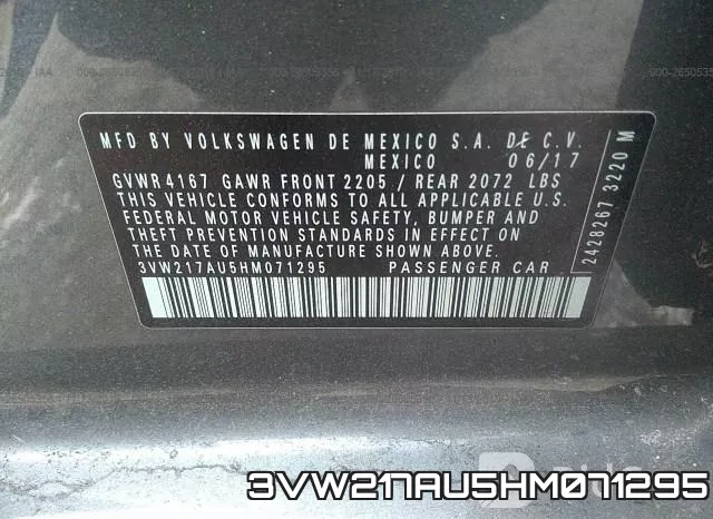 3VW217AU5HM071295