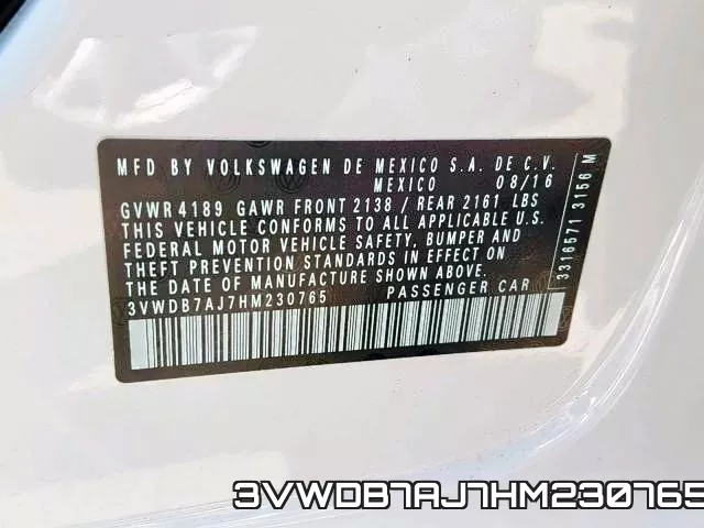 3VWDB7AJ7HM230765