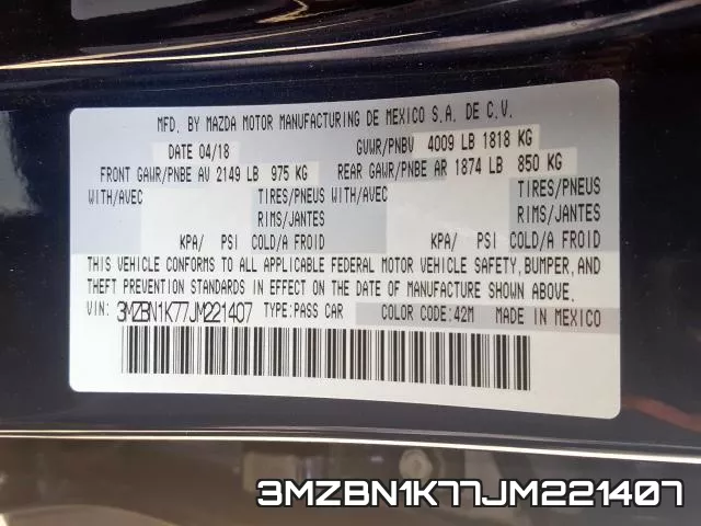 3MZBN1K77JM221407