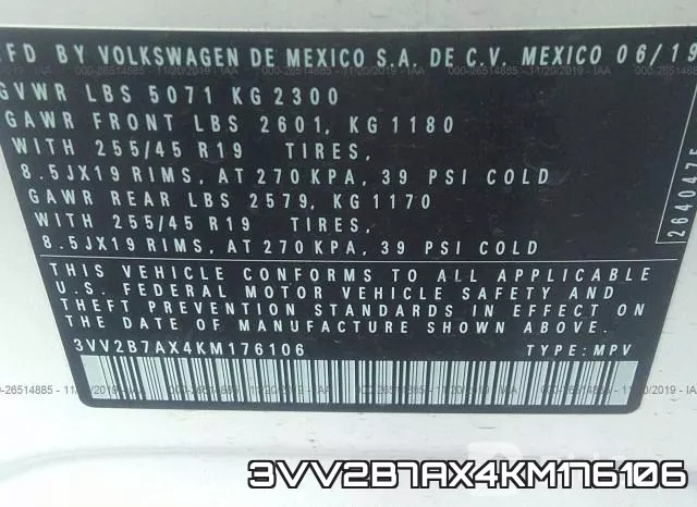 3VV2B7AX4KM176106