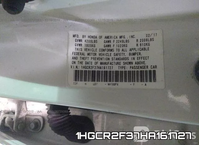 1HGCR2F37HA161727