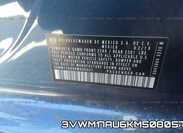3VWM17AU6KM508057
