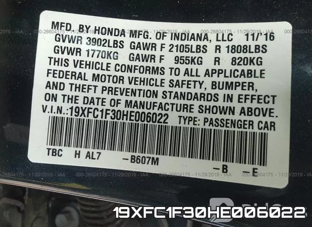19XFC1F30HE006022