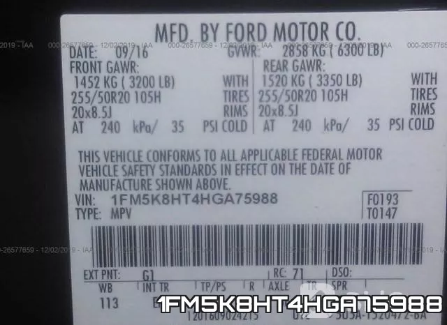 1FM5K8HT4HGA75988
