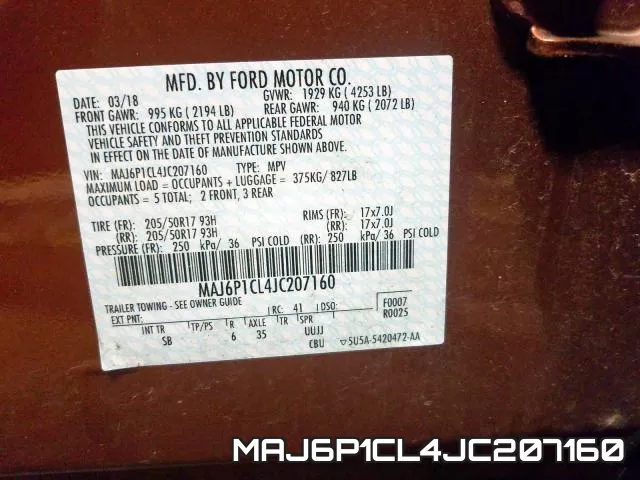 MAJ6P1CL4JC207160