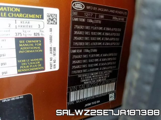 SALWZ2SE7JA187388
