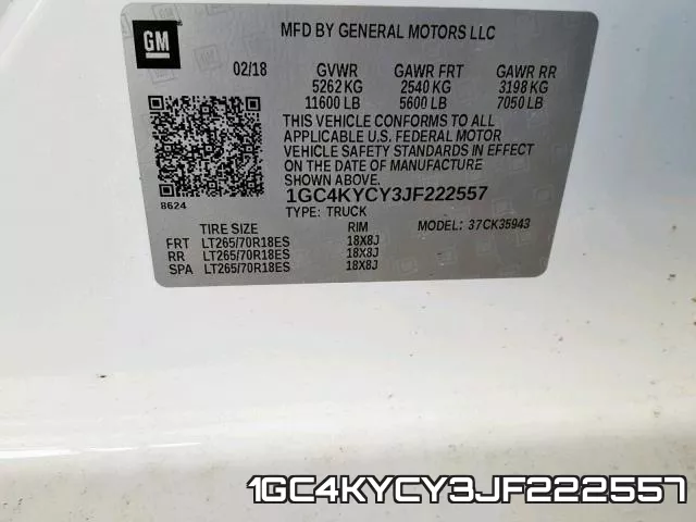 1GC4KYCY3JF222557