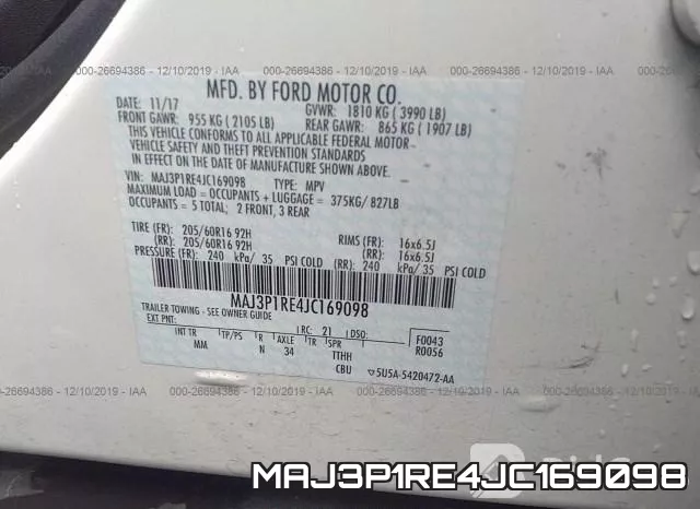 MAJ3P1RE4JC169098