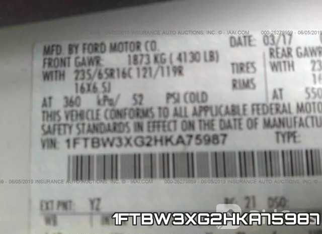 1FTBW3XG2HKA75987