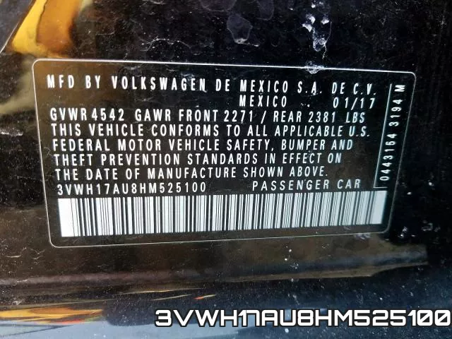 3VWH17AU8HM525100