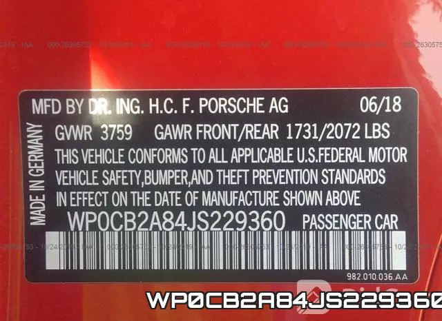 WP0CB2A84JS229360