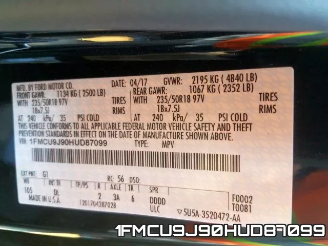 1FMCU9J90HUD87099