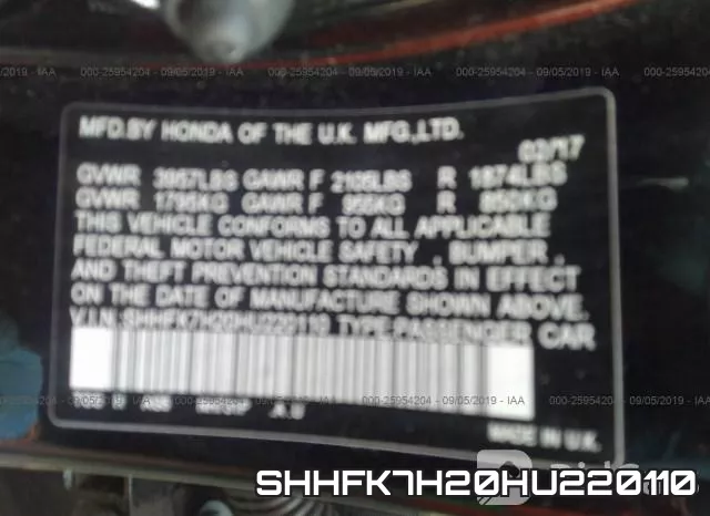 SHHFK7H20HU220110