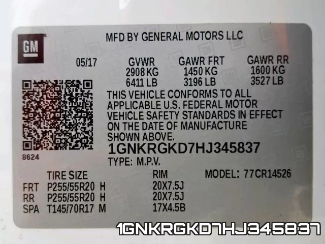 1GNKRGKD7HJ345837