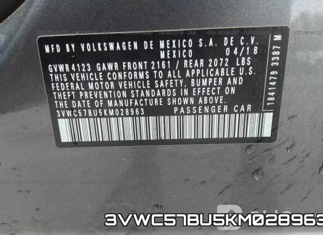 3VWC57BU5KM028963