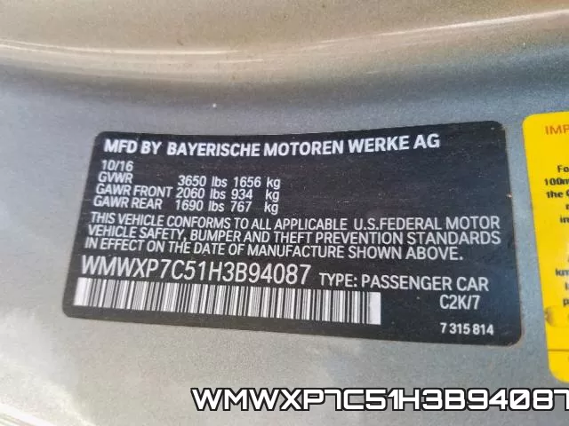 WMWXP7C51H3B94087