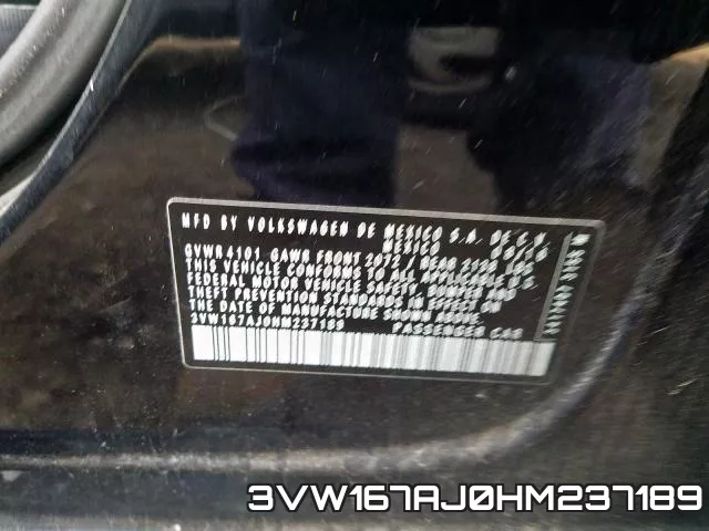 3VW167AJ0HM237189