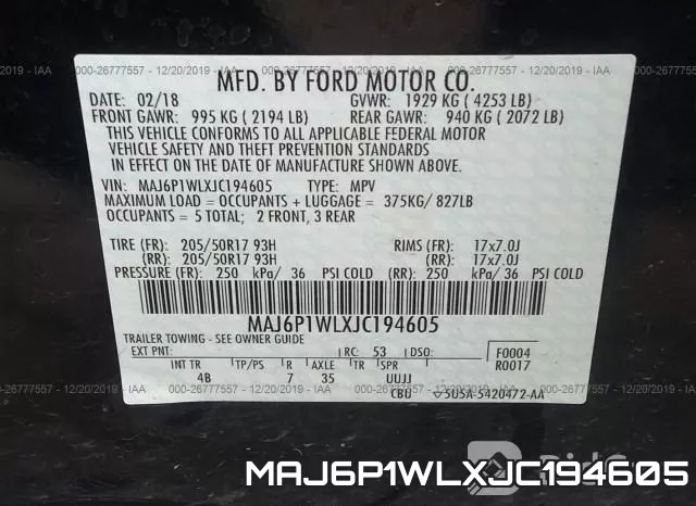 MAJ6P1WLXJC194605