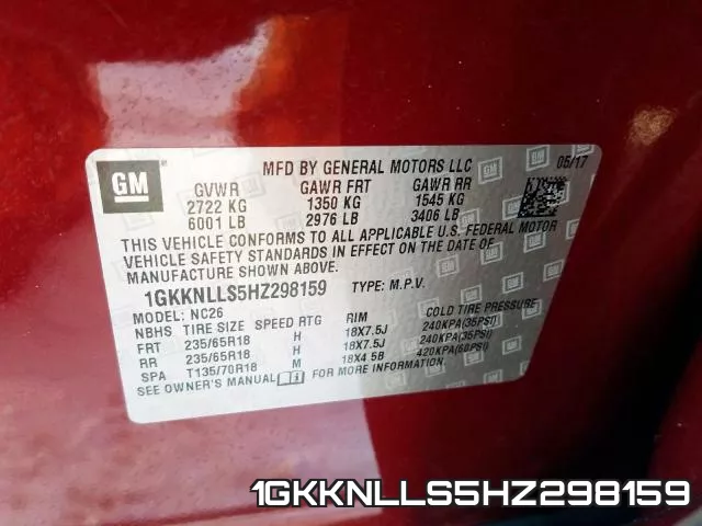 1GKKNLLS5HZ298159