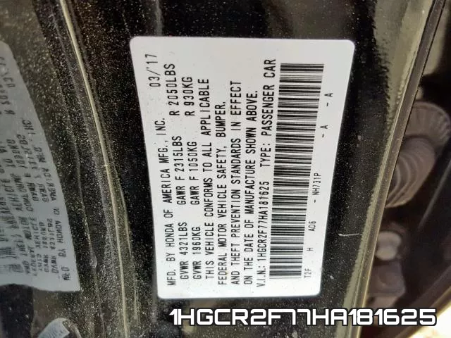 1HGCR2F77HA181625