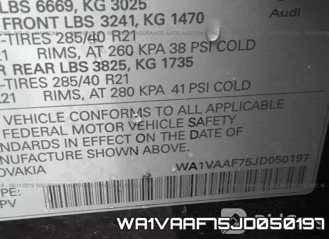 WA1VAAF75JD050197