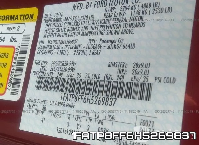 1FATP8FF6H5269837