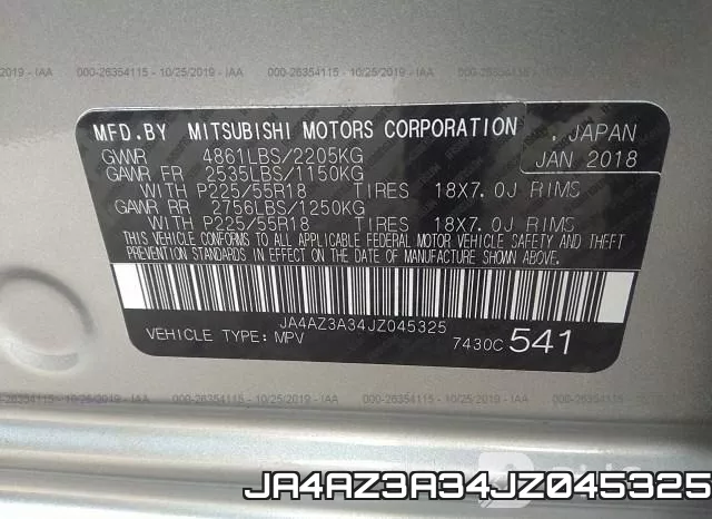 JA4AZ3A34JZ045325