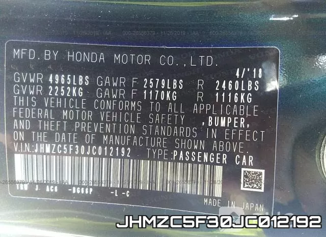 JHMZC5F30JC012192
