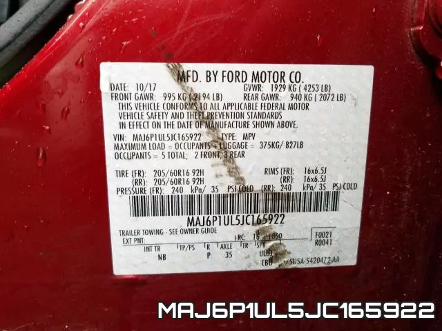 MAJ6P1UL5JC165922