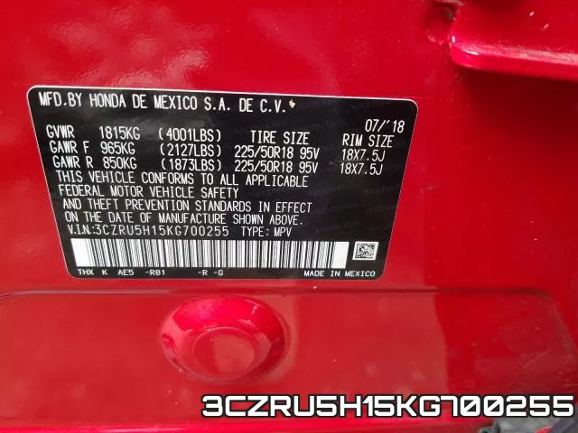 3CZRU5H15KG700255