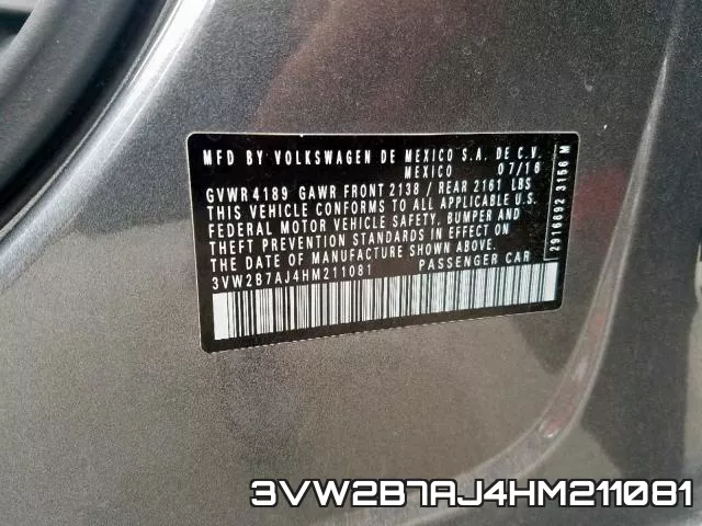 3VW2B7AJ4HM211081
