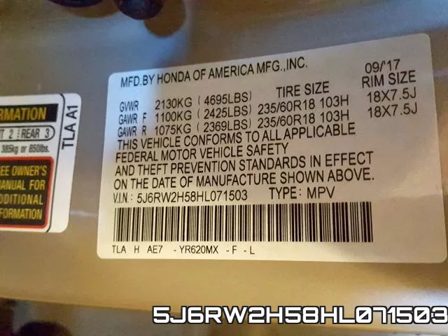 5J6RW2H58HL071503