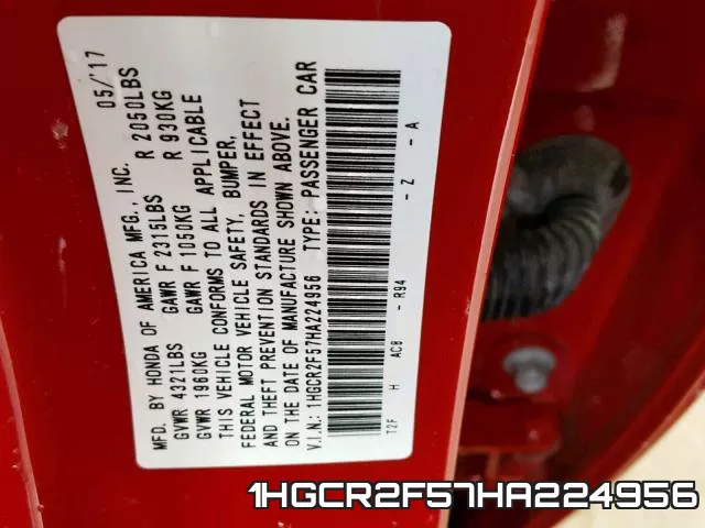 1HGCR2F57HA224956