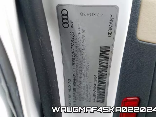 WAUGMAF45KA022024